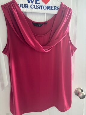 Susan Graver Draped Sleeveless Tank Top - Raspberry Pink